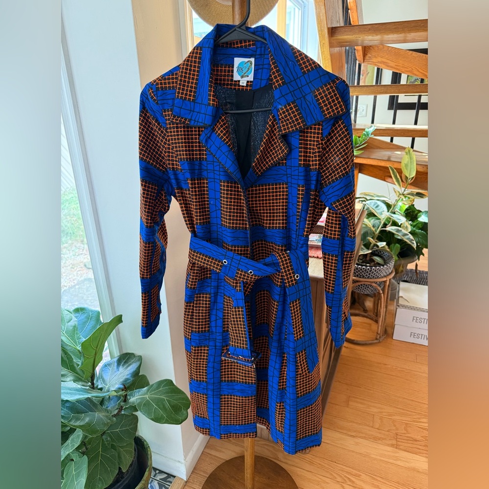 ME Makeover Essentials Blue and Orange Trench Coat